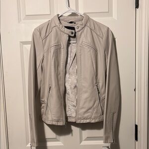 Guess Cream Leather Motorcycle Jacket